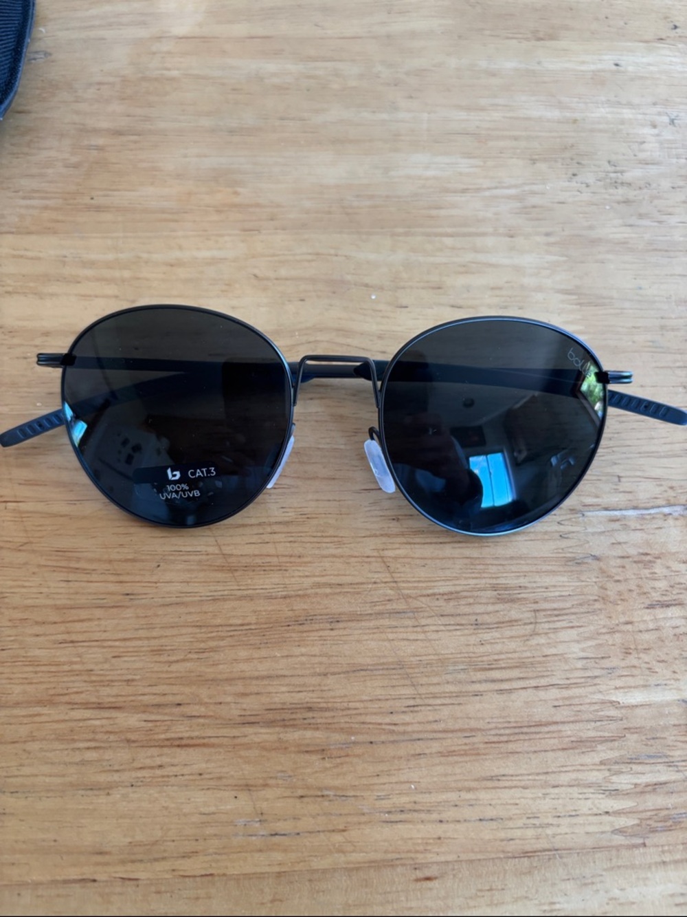 bolle Round Black Metal Sunglasses